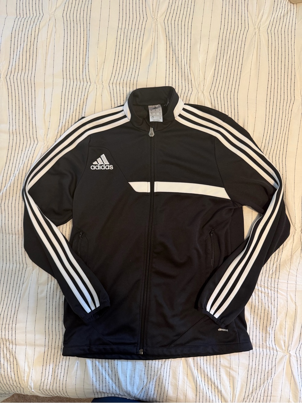 adidas Youth Black Track Jacket with White 3-Stripes